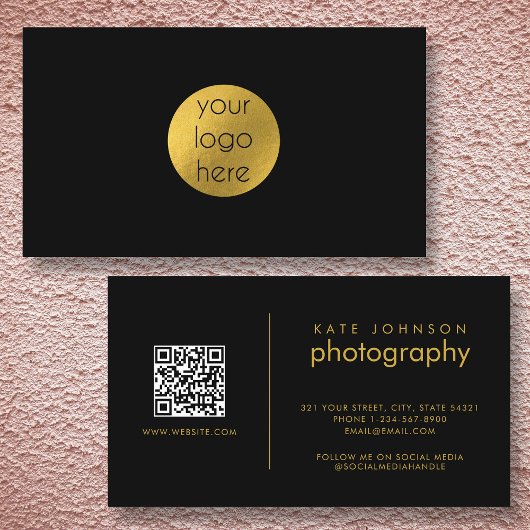 カスタムビジネスのロゴサークル黒金ゴールドモダン 名刺