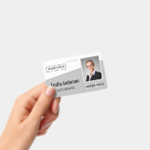 カスタムビジネスのロゴバーコードフォト従業員グレー バッジ (手持ち)