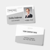 カスタムビジネスのロゴバーコードフォト従業員グレー バッジ (正面＆裏面)