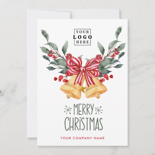 カスタムビジネスのロゴフォトレトロメリークリスマス シーズンカード (正面)
