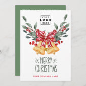 カスタムビジネスのロゴフォトレトロメリークリスマス シーズンカード (正面/裏面)