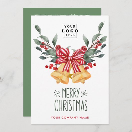 カスタムビジネスのロゴフォトレトロメリークリスマス シーズンカード (正面/裏面)