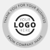 カスタムビジネスのロゴプロモーションありがとうグレー ラウンドシール (正面)