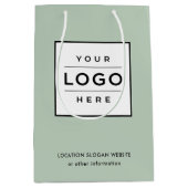 カスタムビジネスのロゴライトグリーンブランド ミディアムペーパーバッグ (正面)