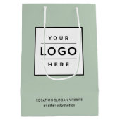 カスタムビジネスのロゴライトグリーンブランド ミディアムペーパーバッグ (裏面)