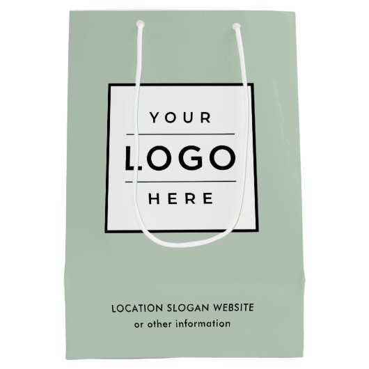 カスタムビジネスのロゴライトグリーンブランド ミディアムペーパーバッグ (裏面)
