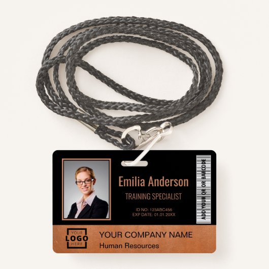 カスタムビジネスのロゴ従業員の写真銅 バッジ (正面ランヤード)