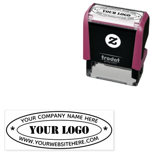 カスタムビジネスのロゴ情報オーバルの自動手書きスタンプ セルフインキングスタンプ (インサイチュ)