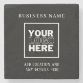 カスタムビジネスのロゴ白黒ブランド ストーンコースター (正面)