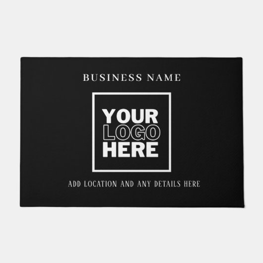 カスタムビジネスのロゴ白黒ブランド ドアマット (正面)