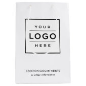 カスタムビジネスのロゴ白黒ブランド ミディアムペーパーバッグ (正面)