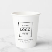 カスタムビジネスのロゴ白黒ブランド 紙コップ (正面)