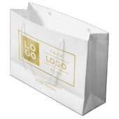 カスタムビジネスのロゴ金ゴールドとホワイトブランド ラージペーパーバッグ (正面アングル)