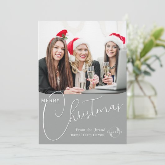 カスタムビジネスのロゴ、チームフォト&グリーティンググレー シーズンカード (スタンド正面)