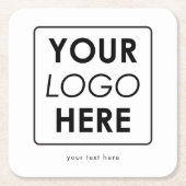 カスタムビジネスのロゴ/文字プロフェッショナル スクエアペーパーコースター (正面)