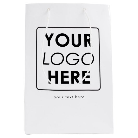 カスタムビジネスのロゴ/文字プロフェッショナル ミディアムペーパーバッグ (正面)