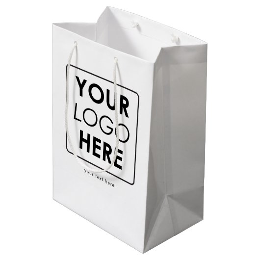 カスタムビジネスのロゴ/文字プロフェッショナル ミディアムペーパーバッグ (裏面アングル)