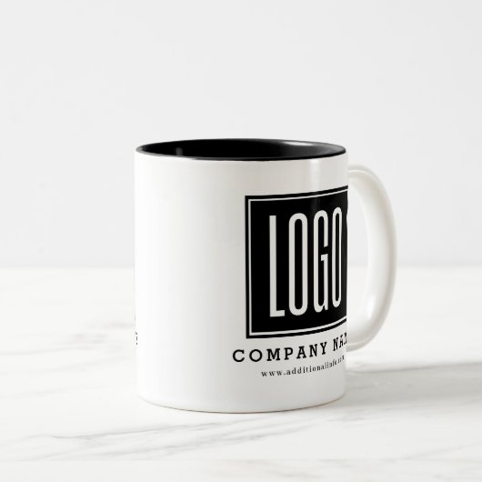 カスタムビジネスの宣伝用ロゴ ツートーンマグカップ (正面右)