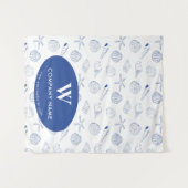 カスタムビジネステーブルランナーバナーブルーシーシェル タペストリー (正面(横))