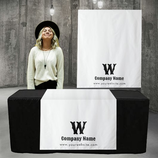 カスタムビジネステーブルランナーバナーホワイトレトロ タペストリー