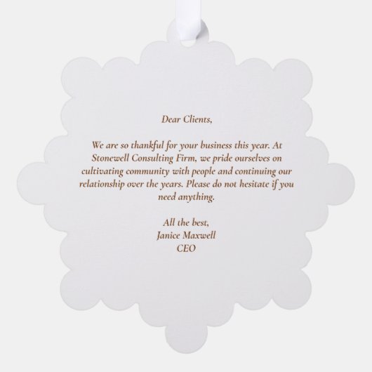 カスタムビジネスハッピーサンクスギビング秋花 オーナメントカード (裏面)