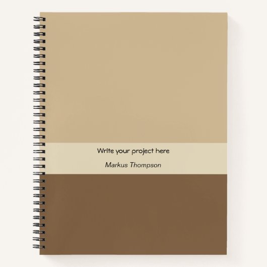 カスタムビジネスプロジェ自然クト茶モノグラムの色 ノートブック (正面)