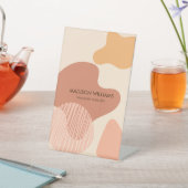 カスタムビジネスモダンパステルピンク&クリームシェイプ 台座サイン (インサイチュ)