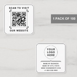 カスタムビジネスロゴおよびQRコード | 白モダン色 スクエア名刺