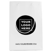 カスタムビジネスロゴとウェブサイト ミディアムペーパーバッグ (正面)