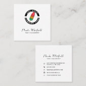 カスタムビジネスロゴのミニマルなソーシャルメディアアイコン スクエア名刺 (正面/裏面)