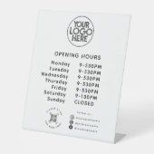 カスタムビジネスロゴの開封時間QRコード |白 台座サイン (正面)