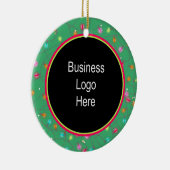 カスタムビジネスロゴクリスマスホリデーライト セラミックオーナメント (右)