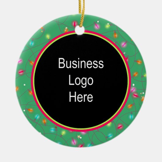カスタムビジネスロゴクリスマスホリデーライト セラミックオーナメント (正面)