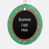 カスタムビジネスロゴクリスマスホリデーライト セラミックオーナメント (左)