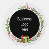 カスタムビジネスロゴクリスマスホリデーリース オーナメントカード (正面)