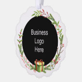 カスタムビジネスロゴクリスマスホリデーリース オーナメントカード (左)