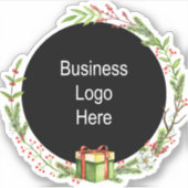 カスタムビジネスロゴクリスマスホリデーリース シール (正面)