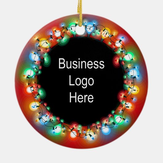 カスタムビジネスロゴクリスマスホリデー電球 セラミックオーナメント (裏面)