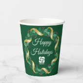 カスタムビジネスロゴグリーンリースホリデーパーティー 紙コップ (裏面)
