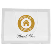 カスタムビジネスロゴスクリプトテキストをありがとう ラージペーパーバッグ (裏面)