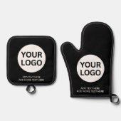 カスタムビジネスロゴスローガンプロフェッショナル 鍋つかみ&鍋敷きセット (正面)