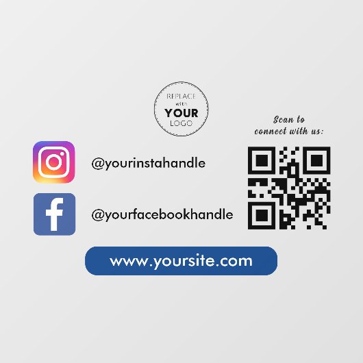 カスタムビジネスロゴソーシャルメディアQRコードスキャン ウィンドウサイン (シート)