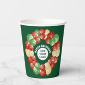 カスタムビジネスロゴバルーン緑のホリデーパーティー 紙コップ (裏面)