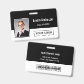 カスタムビジネスロゴバーコード従業員写真 バッジ (正面＆裏面)