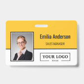 カスタムビジネスロゴバーコード従業員写真 バッジ (正面)