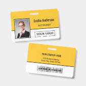 カスタムビジネスロゴバーコード従業員写真 バッジ (正面＆裏面)