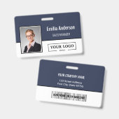 カスタムビジネスロゴバーコード従業員写真 バッジ (表裏)