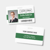 カスタムビジネスロゴバーコード従業員写真 バッジ (正面＆裏面)