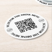 カスタムビジネスロゴメニューQRコード ラウンドペーパーコースター (アングル)