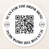 カスタムビジネスロゴメニューQRコード ラウンドペーパーコースター (正面)
